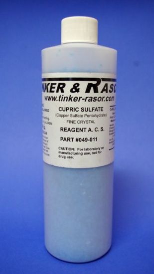 Picture of Copper Sulfate Crystals, 1 lb. 3 oz. Bottle, by Tinker & Rasor
